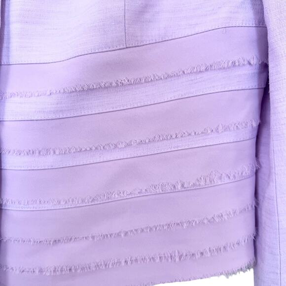 Worth Pastel Lavender Crepe Tulle Trim Jacket Blazer size 12 - Picture 3 of 9